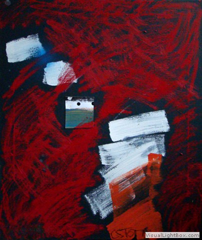 Rot & schwarz, 70 x 60 cm, Acryl, Kreide, Leinwand